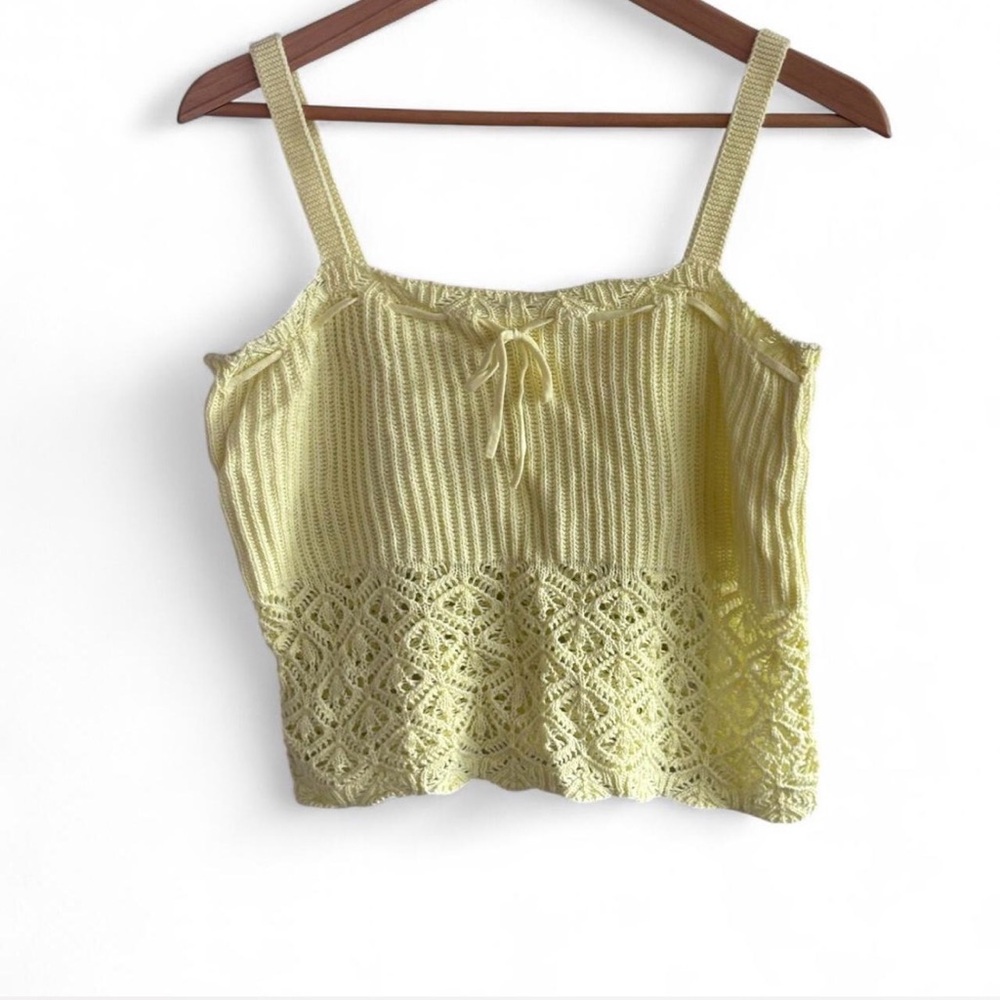 wild fable Light Yellow Crochet-Trim Knit‎ Camisole Top